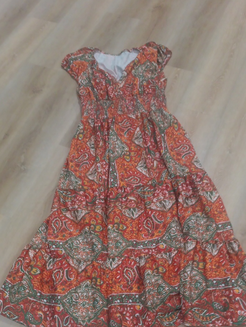 Boho Floral Print Maxi Dress in Orange